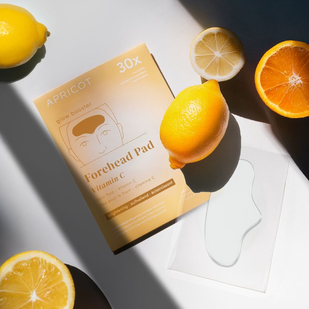 Apricot C-vitamin Forehead Pads – genanvendelig maske til panden, der reducerer linjer og giver huden glød og fasthed