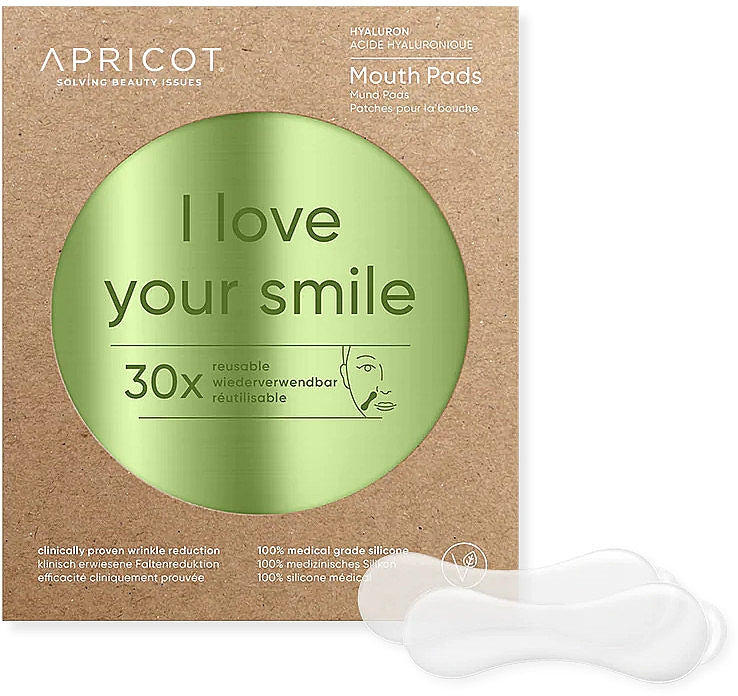 Apricot mundmaske med hyaluron “I love your smile” - genanvendelig silikonemaske