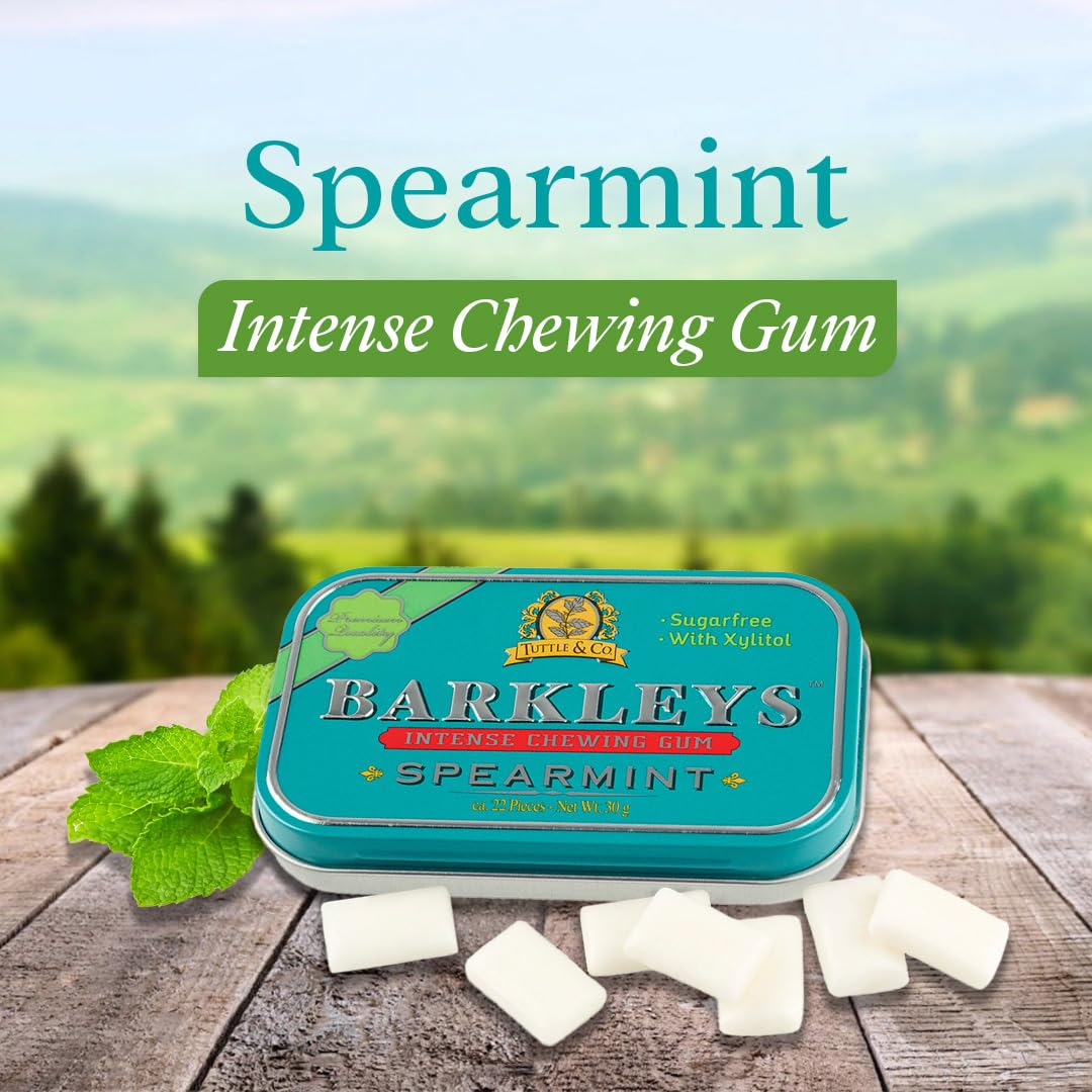 Barkleys Sugar Free Gum – naturlig sukkerfri tyggegummi med Xylitol i retro æske. Vælg mellem Peppermint, Spearmint eller Cinnamon.