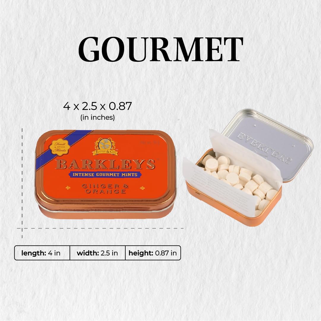 Barkleys Gourmet Mint med Ingefær & Appelsin – frisk, krydret og vegansk. En luksuriøs mint oplevelse i elegant retro æske.
