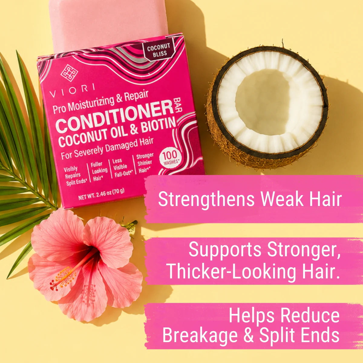 COCONUT OIL REPAIR – SKADET HÅR
Viori`s mest intensivt reparerende conditioner bar.