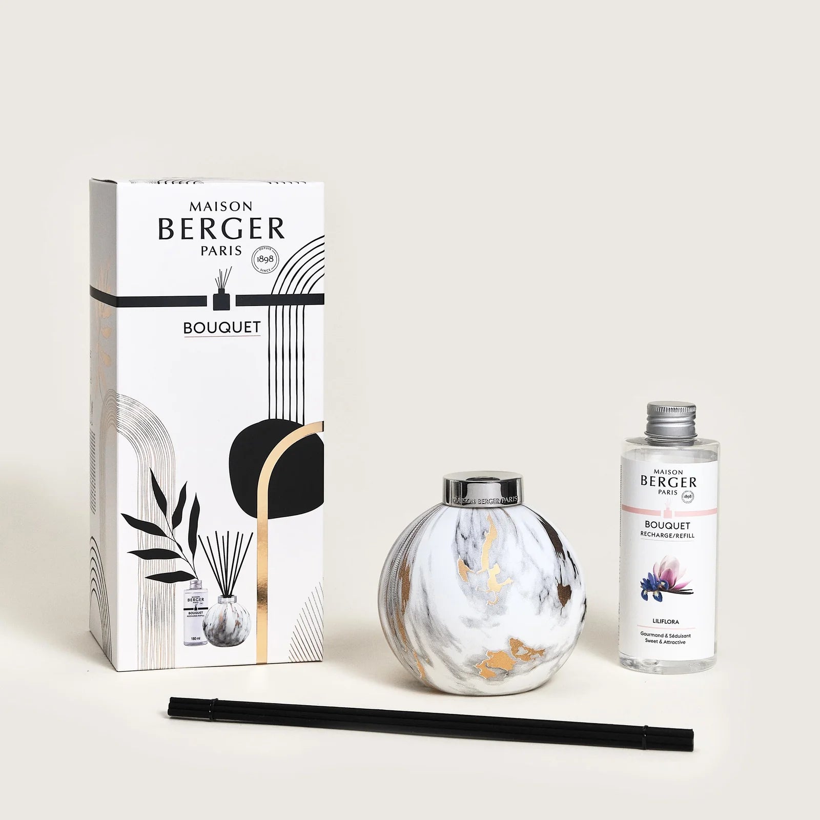 Maison Berger duftpinde med Liliflora | White Marble flakon