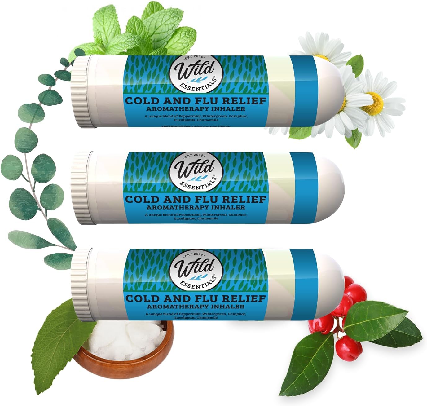 Cool & flue relief næseinhalator med æteriske olier | Naturlig lindring ved influenza & forkølelse