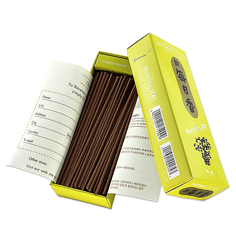 Japansk Patchouli røgelse med røgelsespinde og holder til hjemmedekoration
