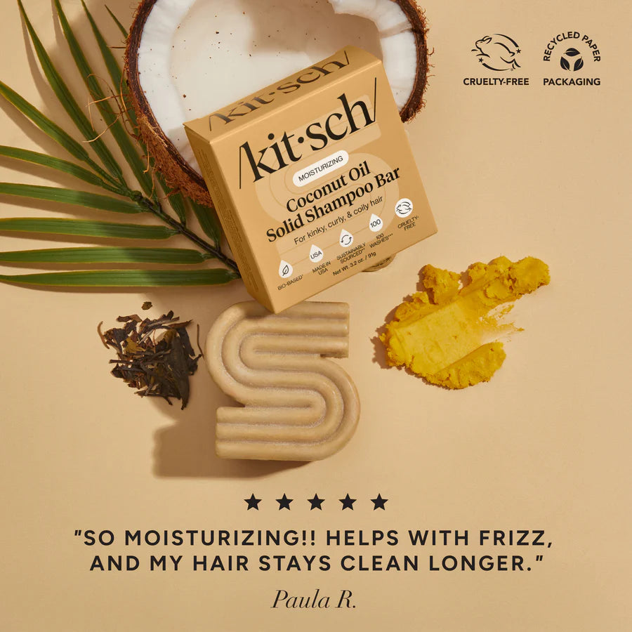 KITSCH Coconut Oil Shampoo & Conditioner – fugtgivende hårplejesæt med kokosolie, der reducerer krus og styrker håret. Vegansk, bæredygtig og fri for sulfater.