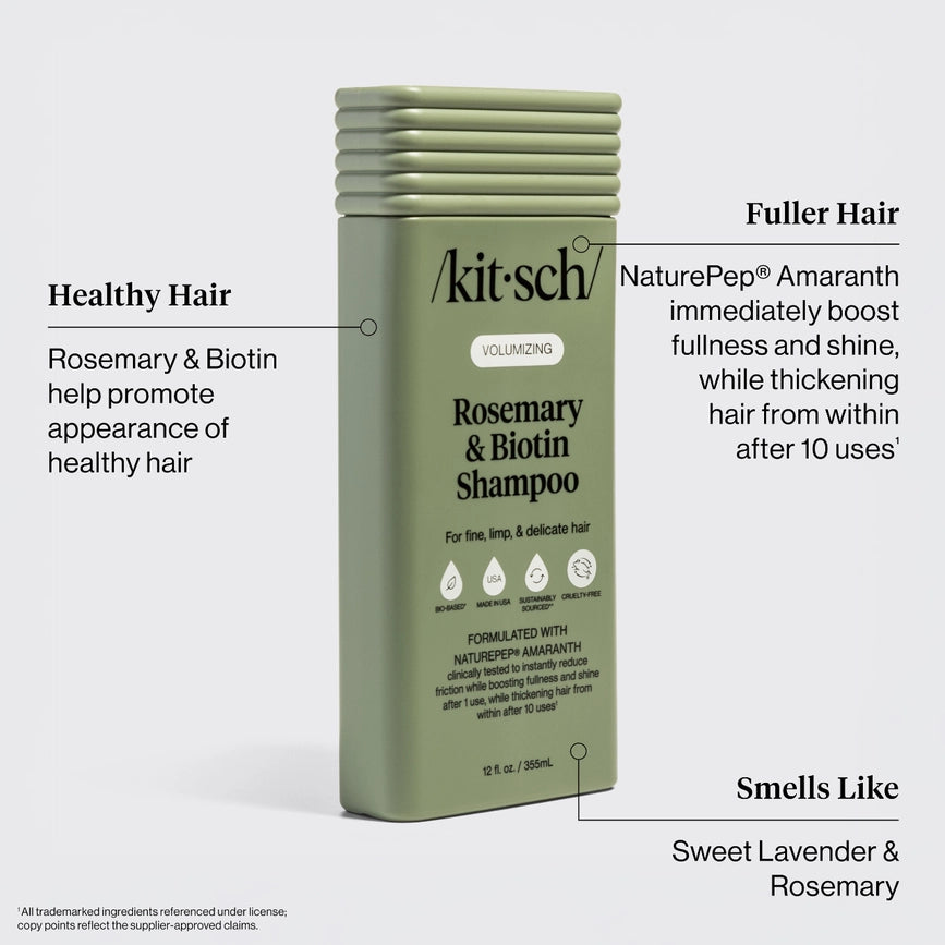 KITSCH Rosemary & Biotin Shampoo – styrkende og volumengivende hårpleje med NaturePep® Amaranth. Fremmer hårvækst, styrker håret og giver glans.