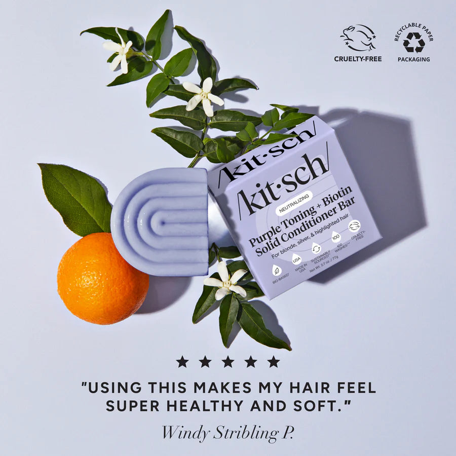 KITSCH Purple Toning Shampoo & Conditioner – verdens første solide lilla hårplejesæt med biotin.
