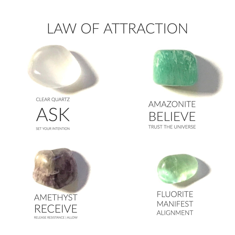 Law of Attraction krystal kit | Krystaller til manifestation, klarhed & positiv energi