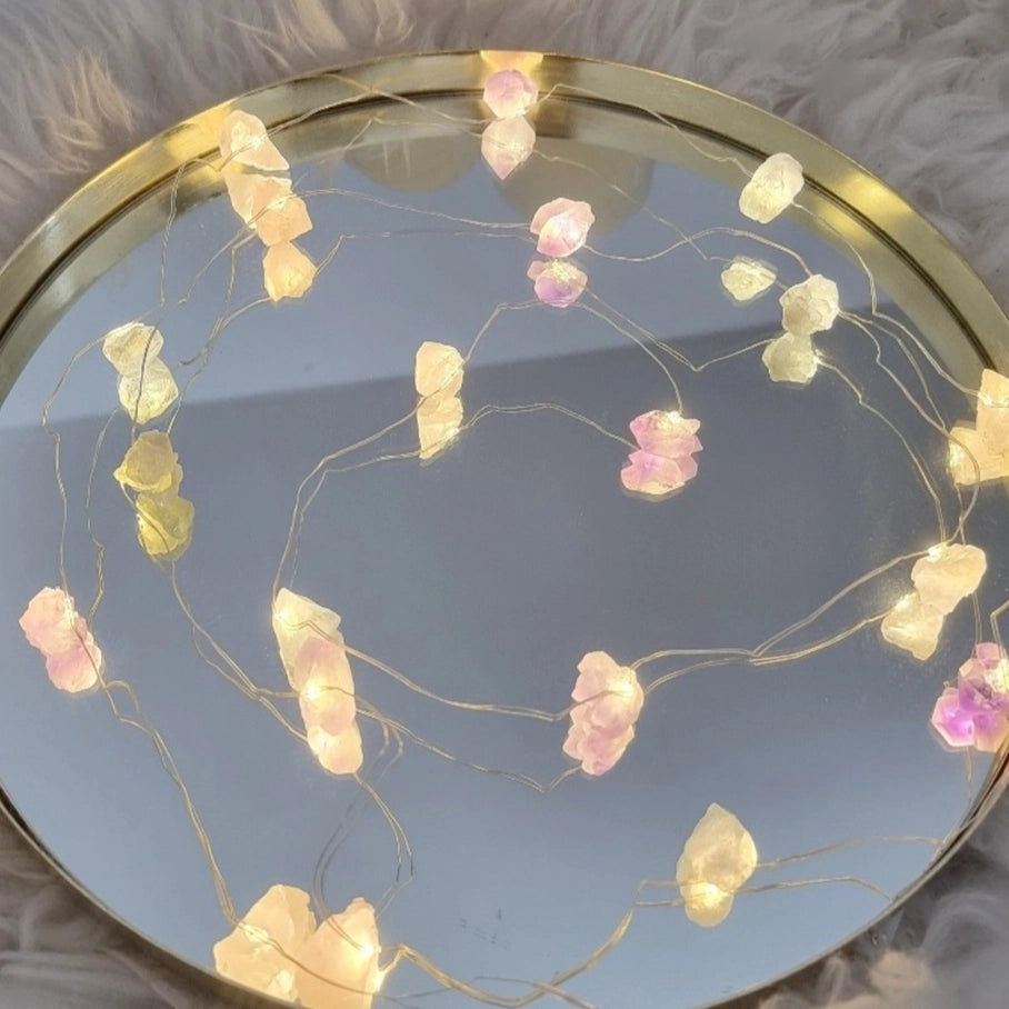 Lyskæde med Rosenkvarts, Celestit & Ametyst | Love & Peace