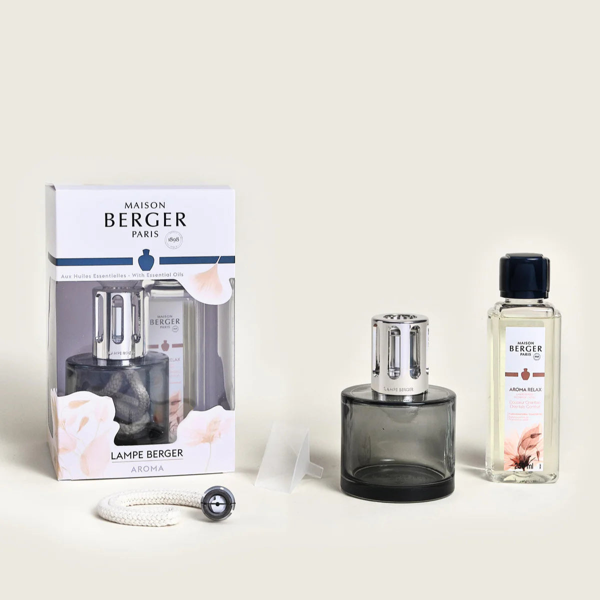 Aroma Relax duftlampe fra Maison Berger Paris – et komplet aromaterapi-sæt med varm, orientalsk duft, der renser luften og skaber ro i hjemmet