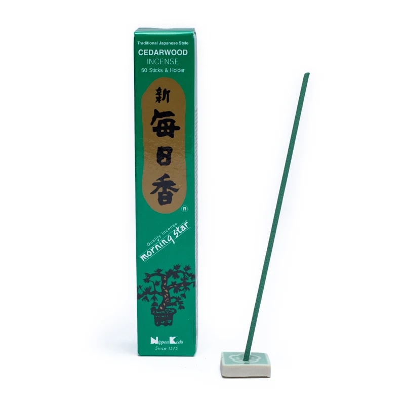 Japansk Cedarwood røgelse med røgelsespinde og keramisk holder