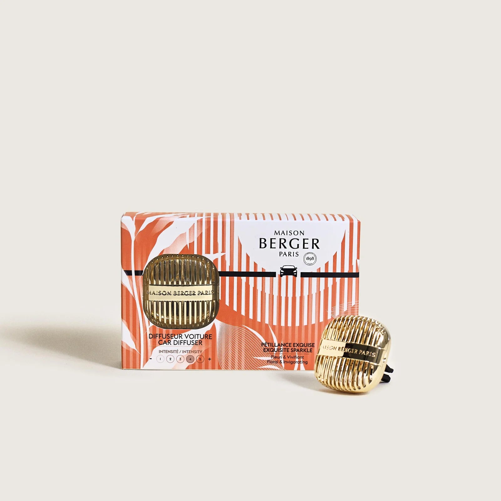 Gør din bil til en kilde af glæde og elegance med duften Exquisite Sparkle – en unik duftoplevelse fra Maison Berger Paris.