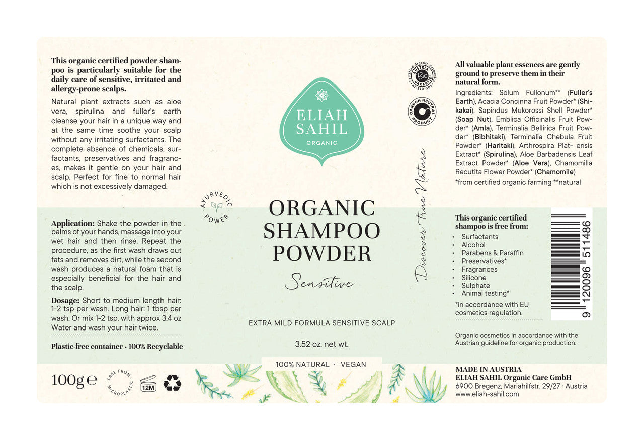 SHAMPOO POWDER , ØKOLOGISK - TIL SENSITIV & IRRITABLE HOVEDBUND