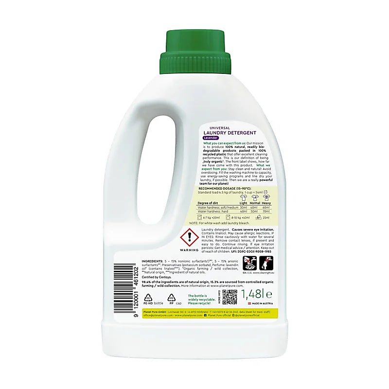 Planet Pure Økologisk Vaskemiddel – Lavendel | Naturlig, skånsom & duftende renhed