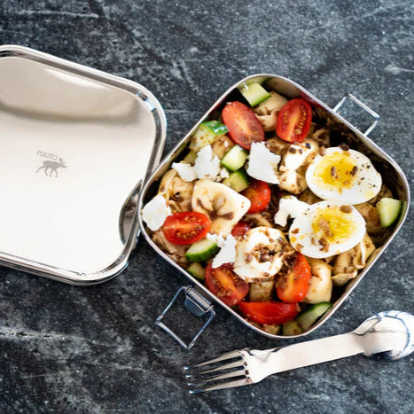 Pulito PureLunchBox kvadrat | Lufttæt madkasse i rustfrit stål – rummelig, plastikfri & holdbar