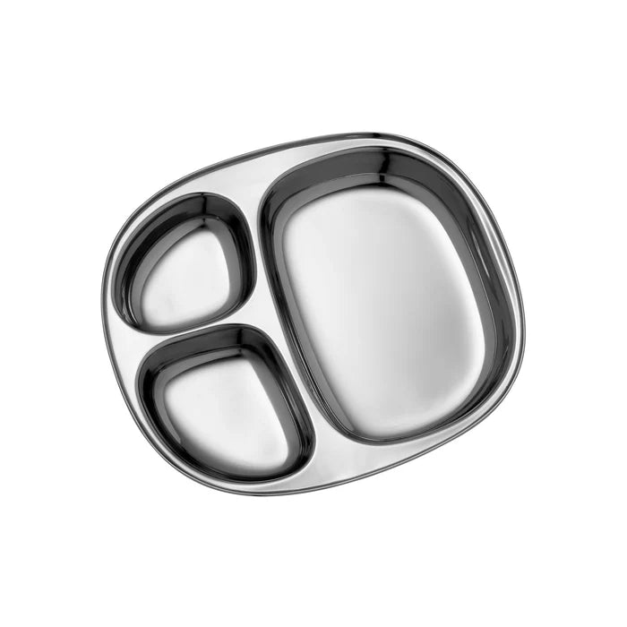 Pulito SteelLunchTray | Praktisk tallerken i rustfrit stål med 3 rum – til børn, camping & hverdagsmad