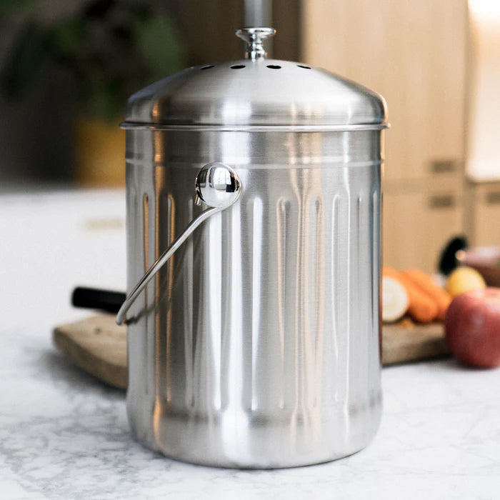 Pulito Kompostspand 4L | Rustfrit stål & kulfilter – lugtfri og bæredygtig kompostering