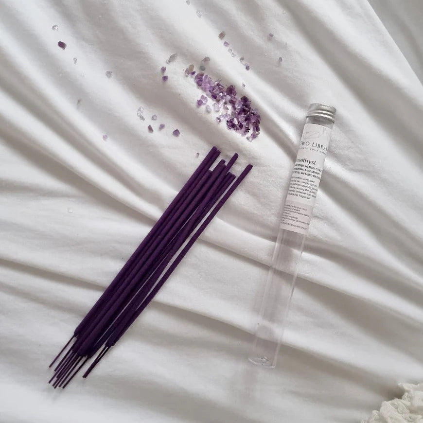 Røgelse med ametyst krystalstøv & beroligende duft