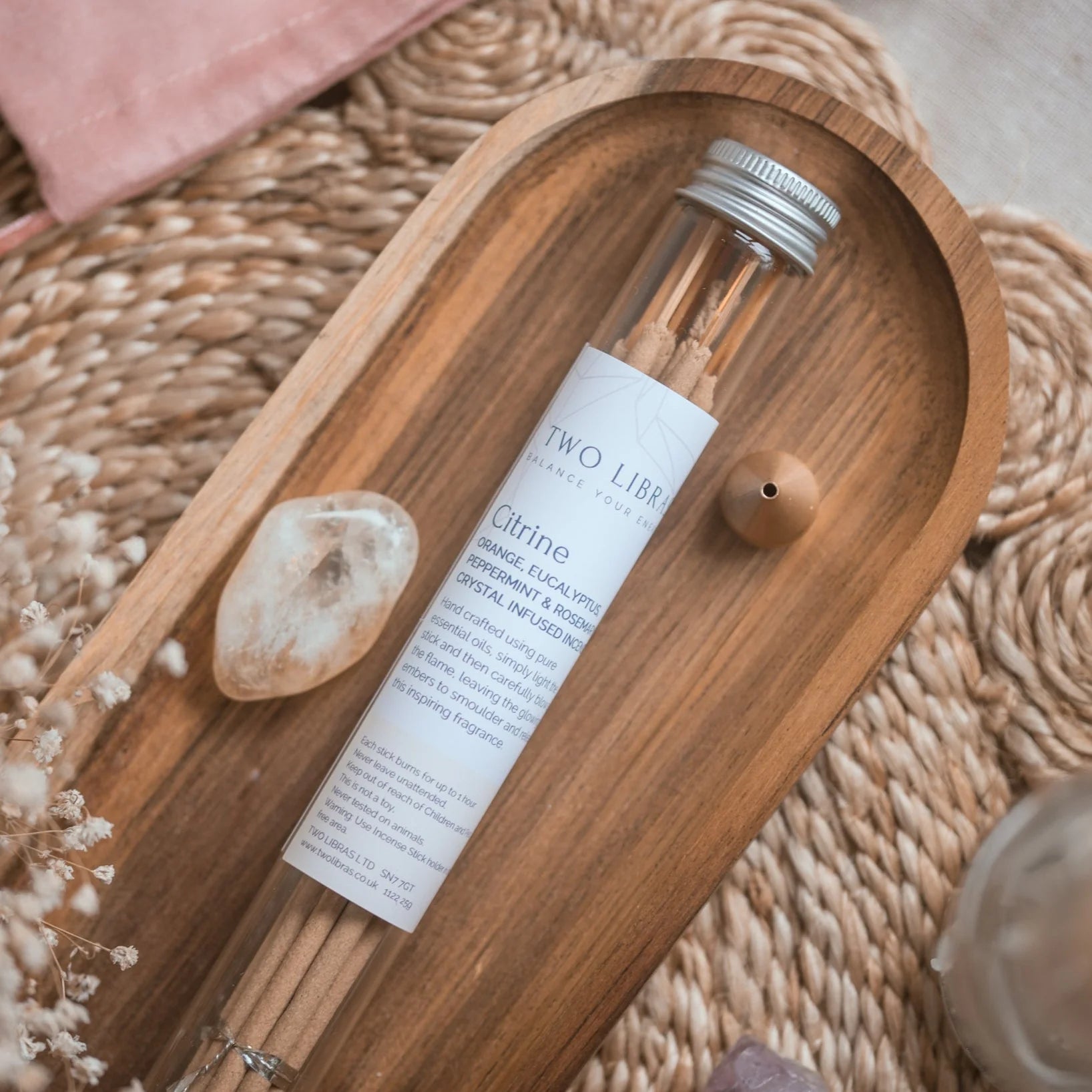 Røgelse med citrin krystalstøv & opkvikkende duft