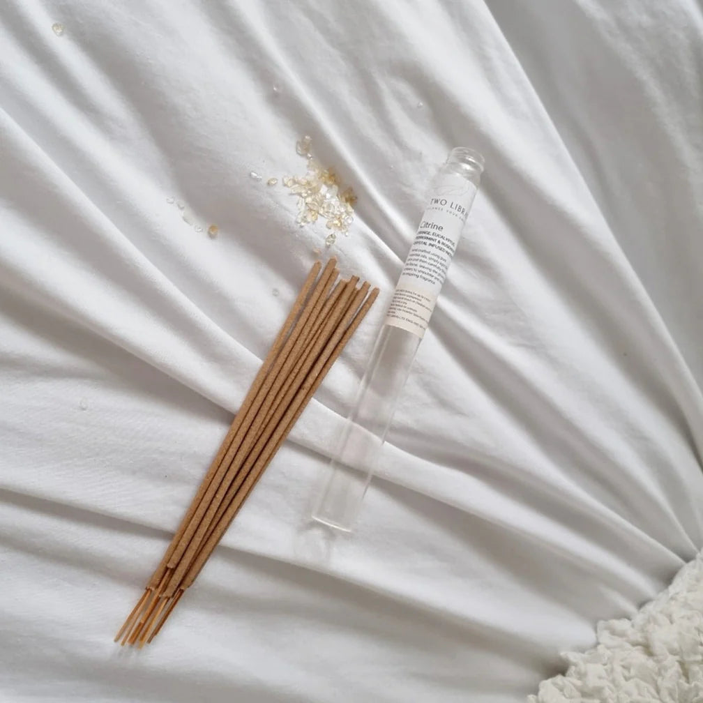 Røgelse med citrin krystalstøv & opkvikkende duft