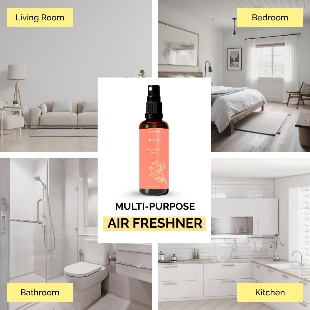 Aromafume Roomspray med Roser – romantisk blomsterduft med æteriske olier. Skaber ro, balance og velvære. Vegansk & bæredygtig.