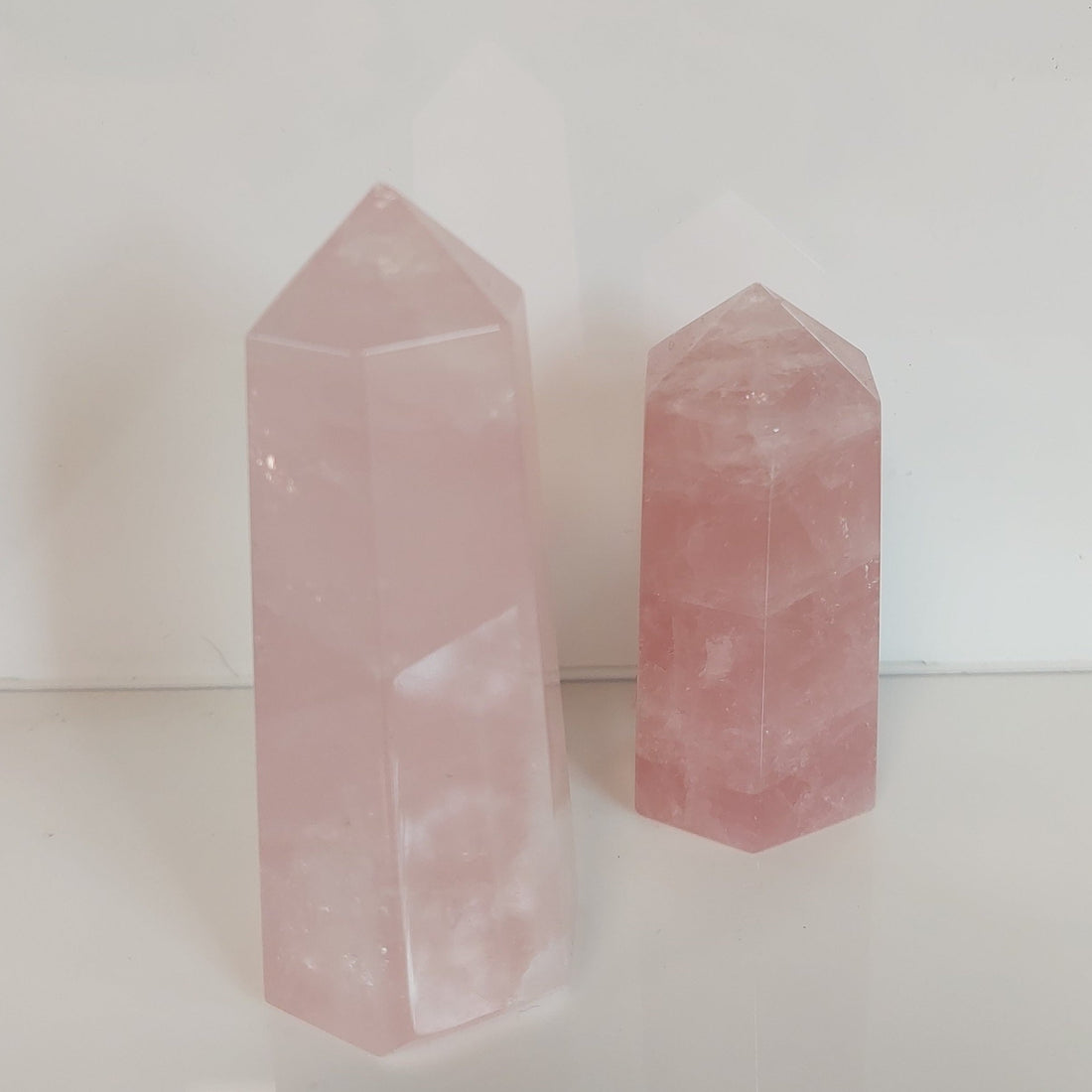 Rosenkvarts krystaltårn | Kærlighed, selvomsorg & indre ro