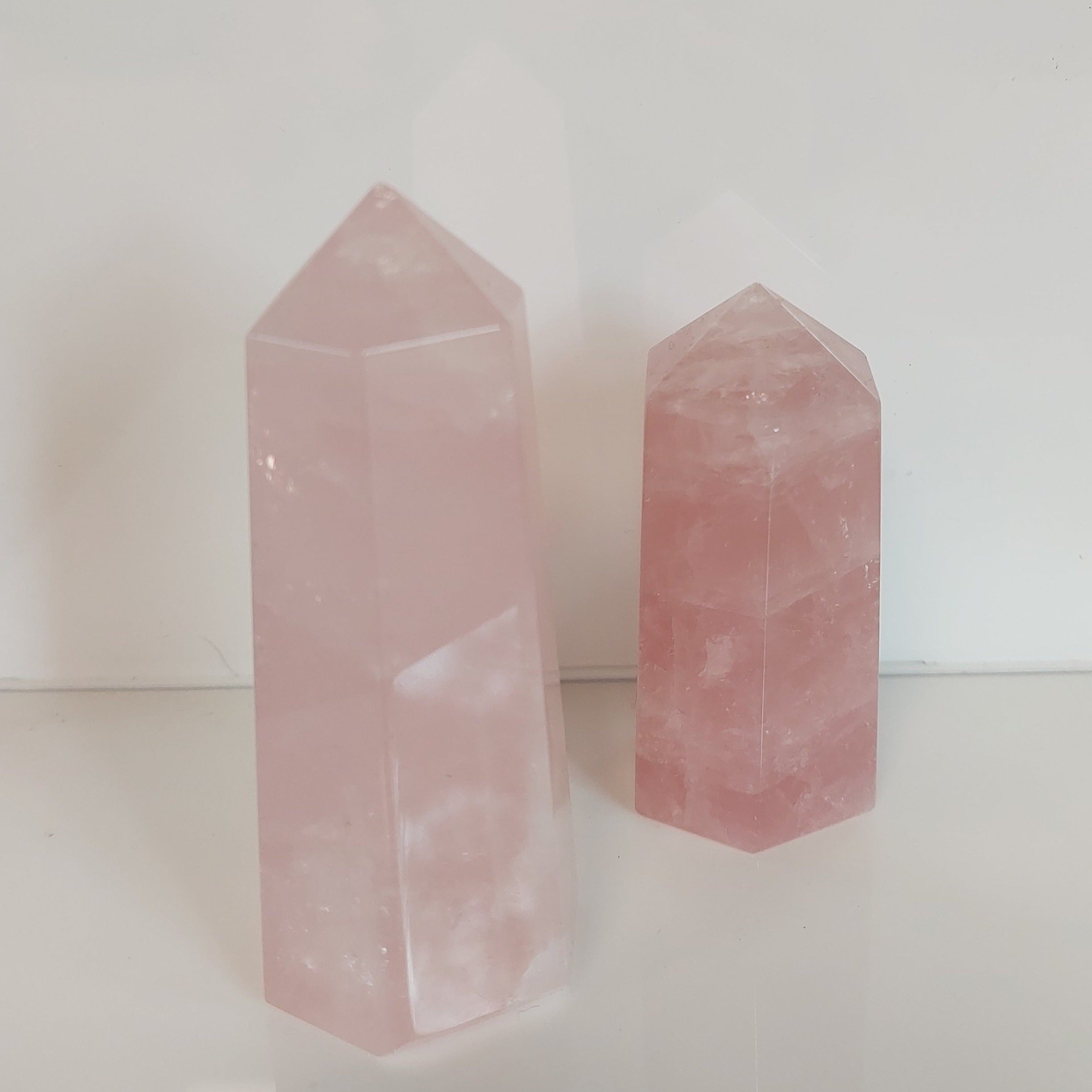 Rosenkvarts krystaltårn | Kærlighed, selvomsorg & indre ro
