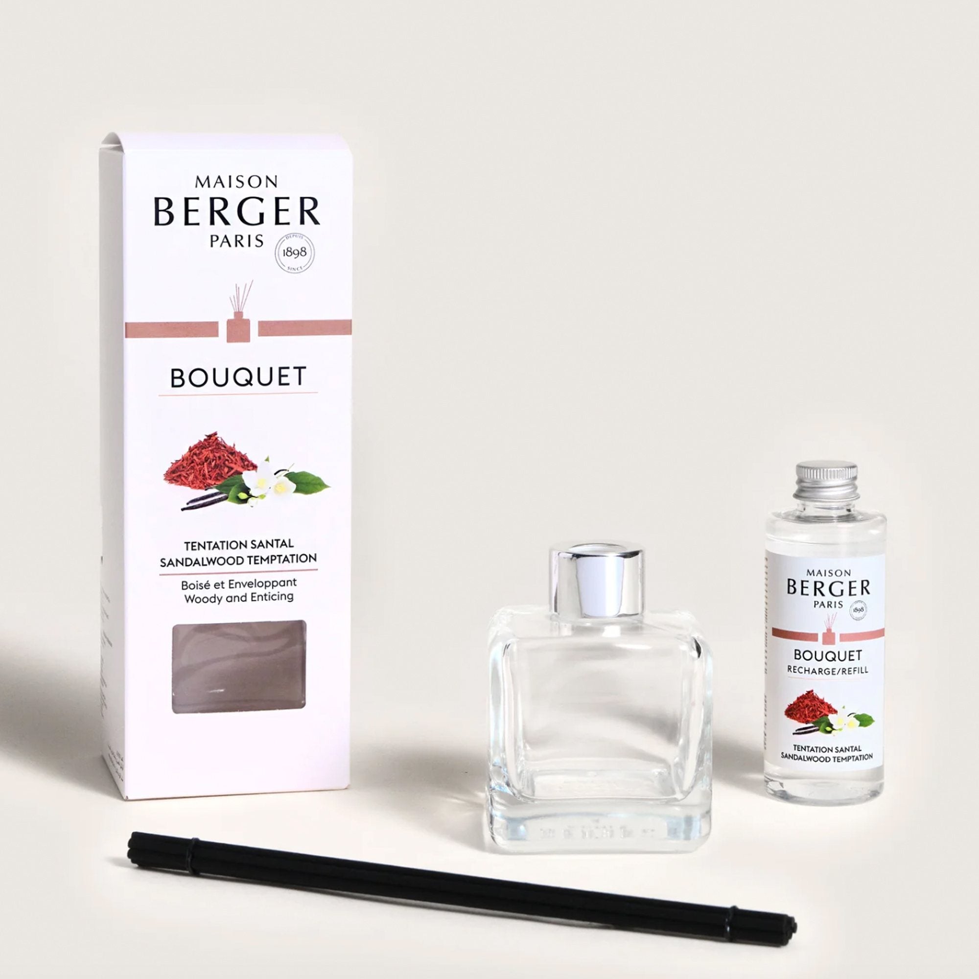 Maison Berger duftpinde med Sandalwood Temptation | Cube flakon