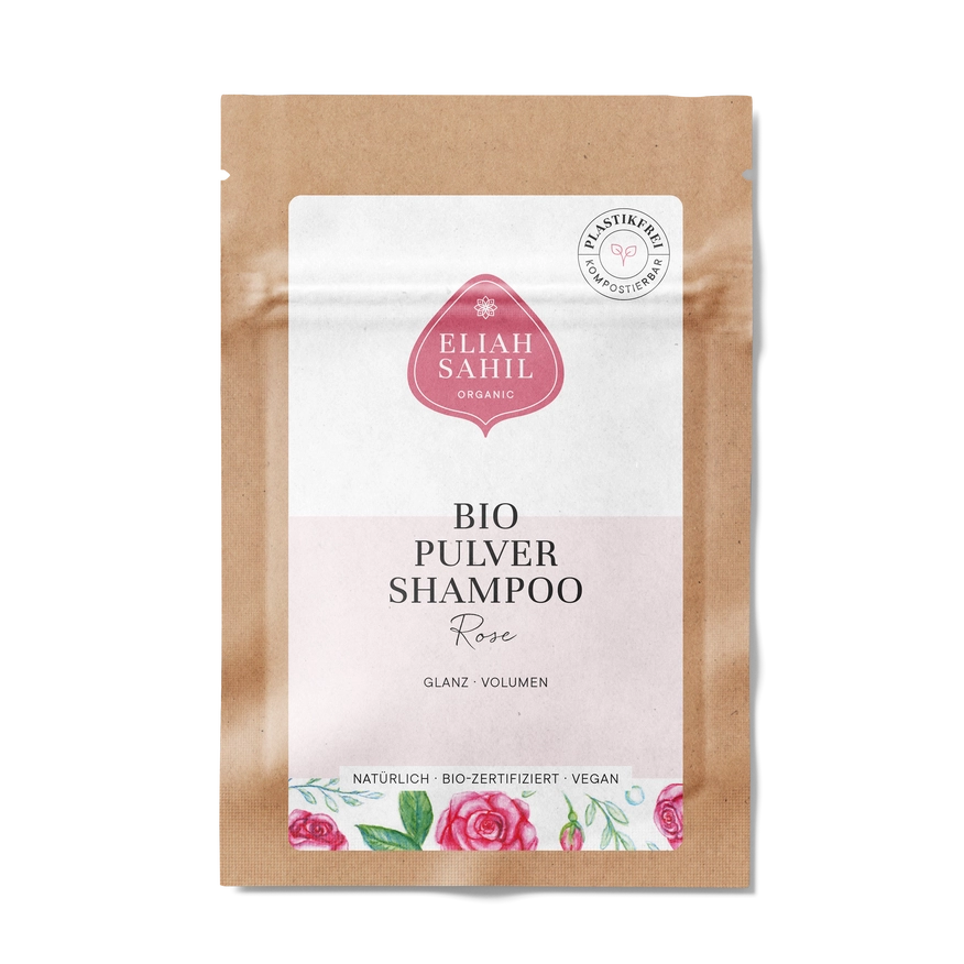 Eliah Sahil økologisk shampoo pulver med roser til volumen & glans