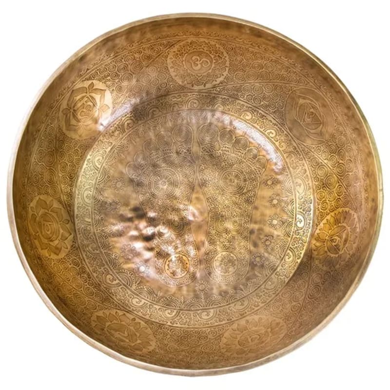 Tibetansk syngeskål med Håndlavede graveringer – 50 cm | Yogi & Yogini
