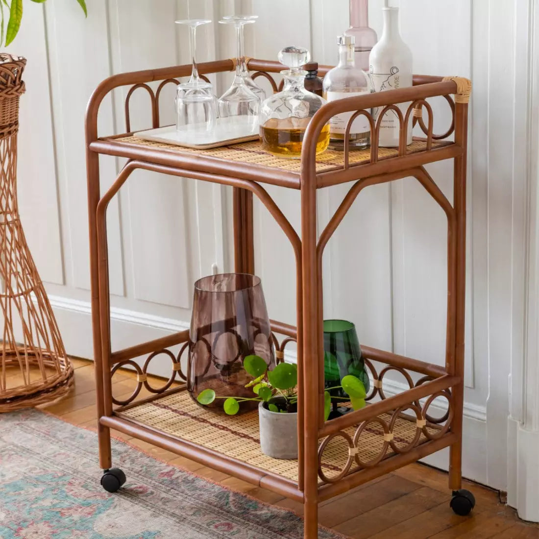 RATTAN TROLLEY & BARBORD BAGATELLE | KOK MAISON