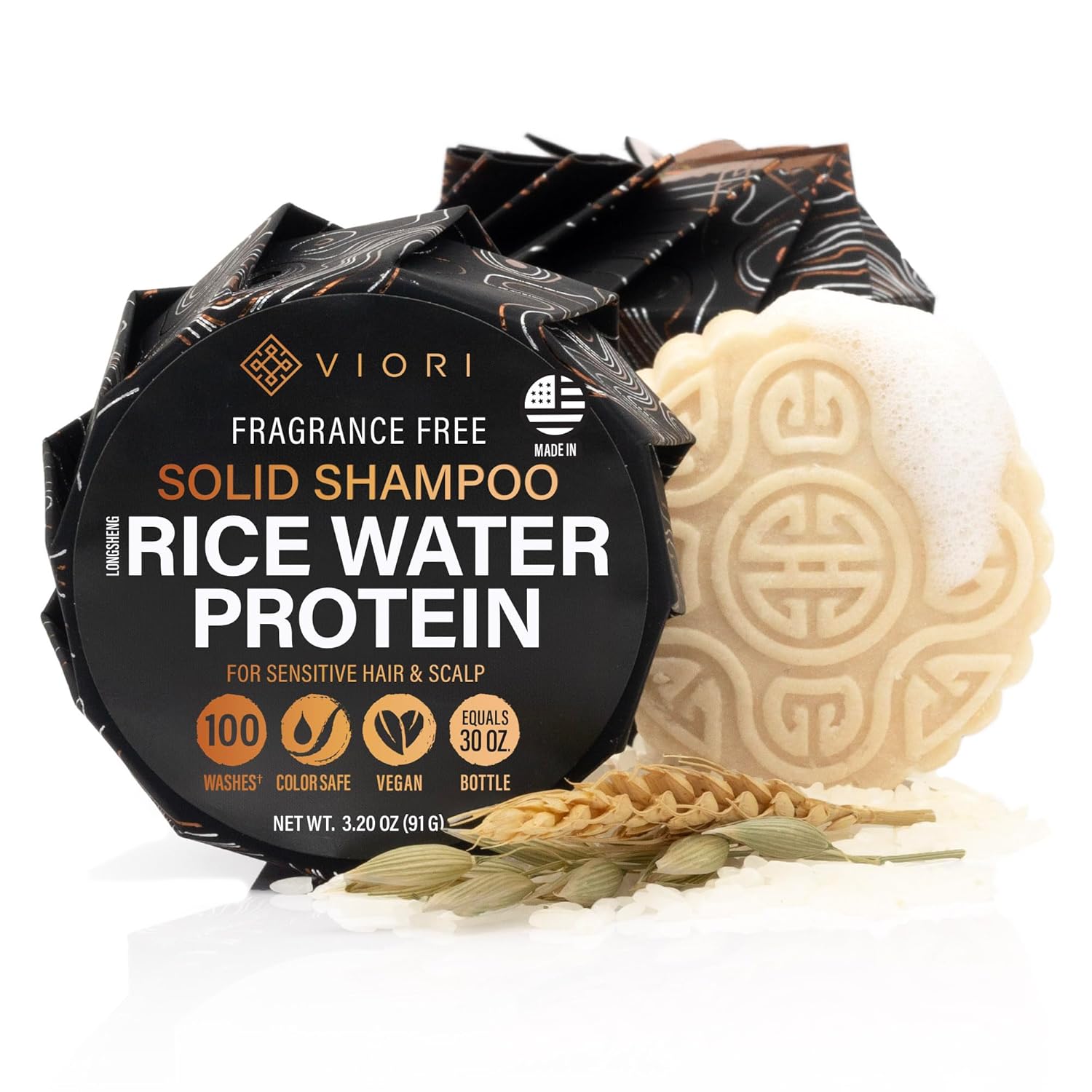 Viori Shampoo Bar – Native Essence med Rice Water til volume & pleje