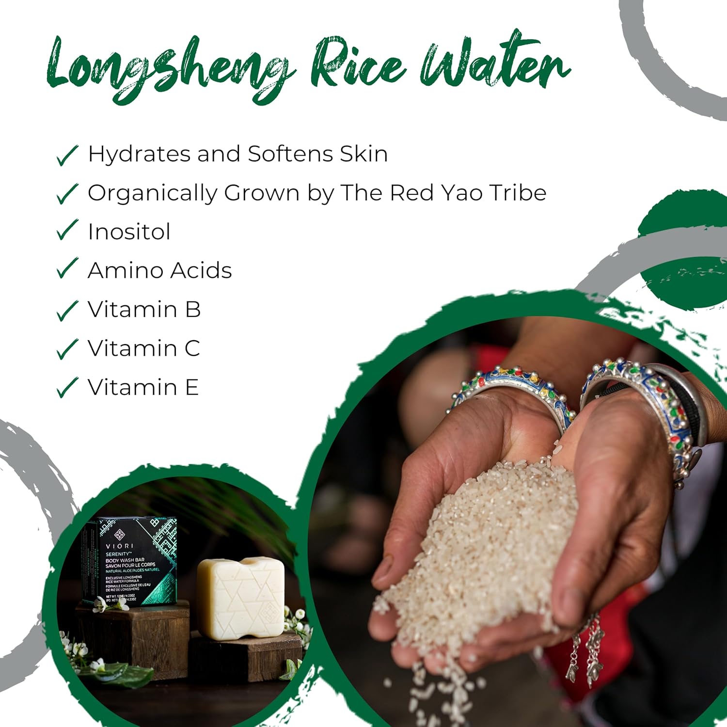 Viori Body Wash Bar – Serenity med Rice Water til pleje & fugt