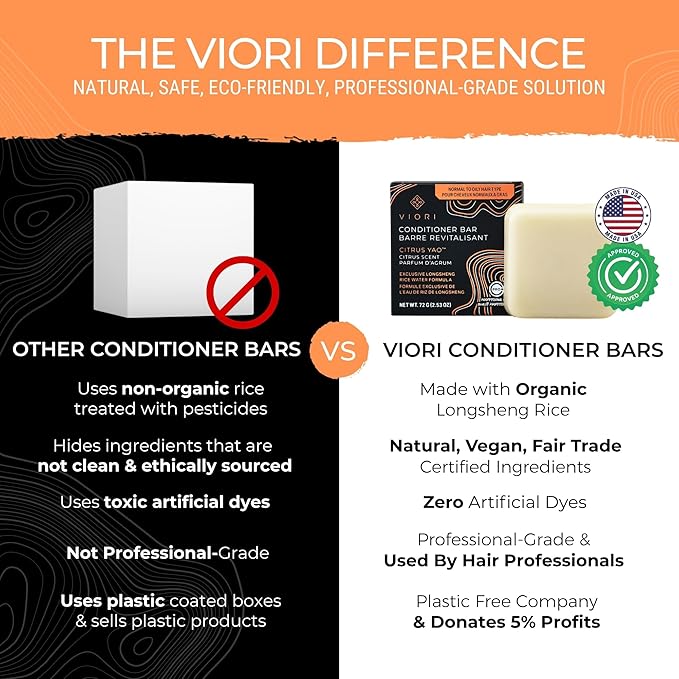 Viori Conditioner Bar – Citrus Yao med Rice Water til fugt & glans