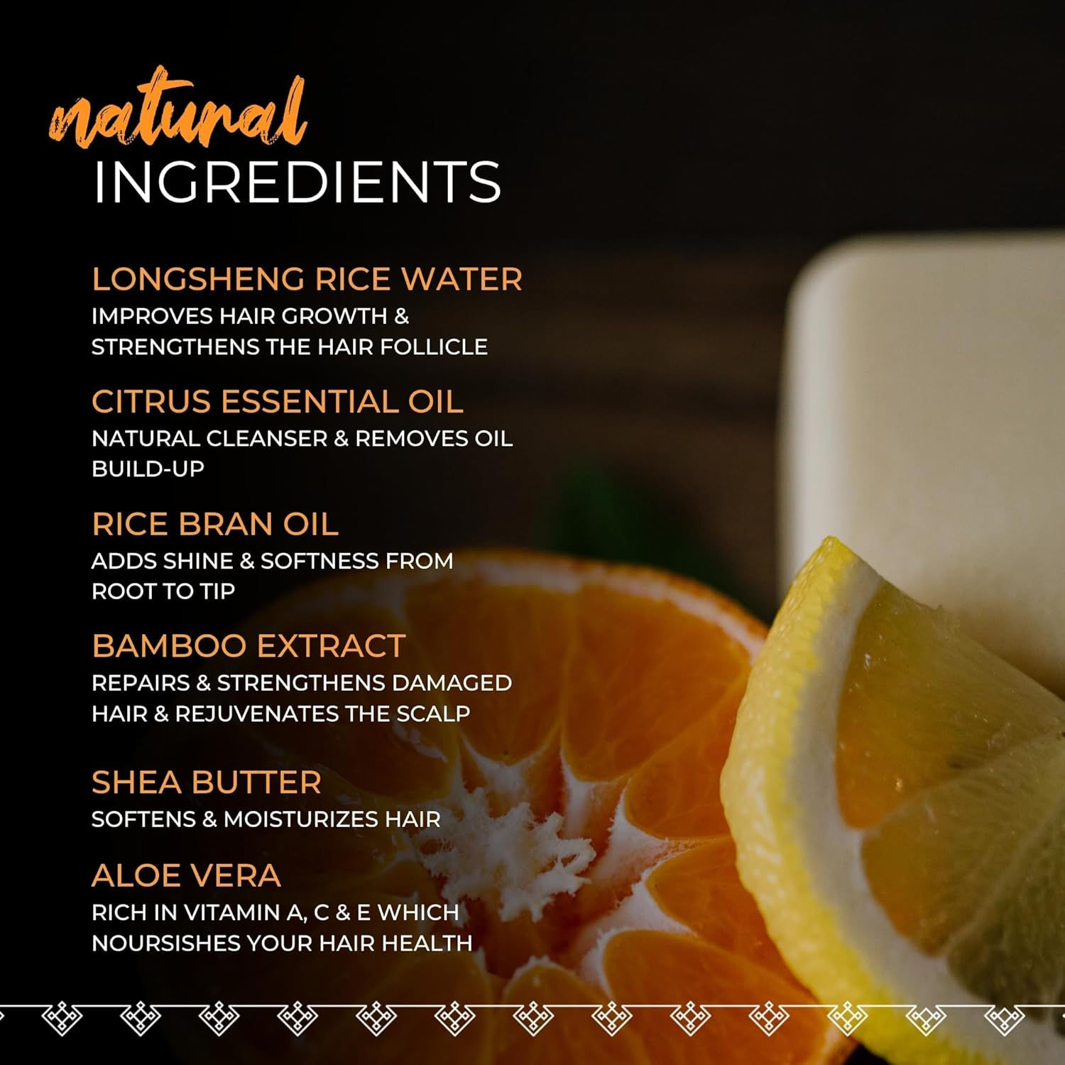 En frisk og plejende conditioner bar med Citrus Zest & Rice Water, der giver håret volumen, styrke og en silkeblød finish.