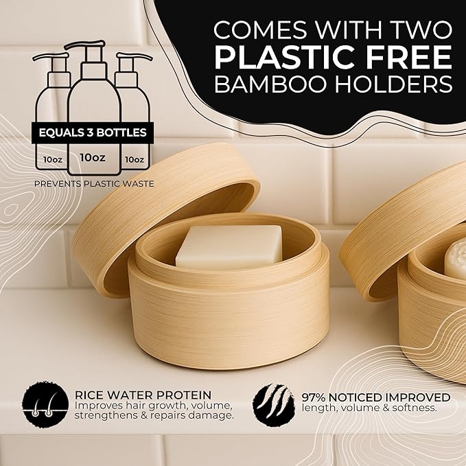 Viori Shampoo Bar, Conditioner Bar + Bambusbox Sæt – Citrus Yao med Rice Water