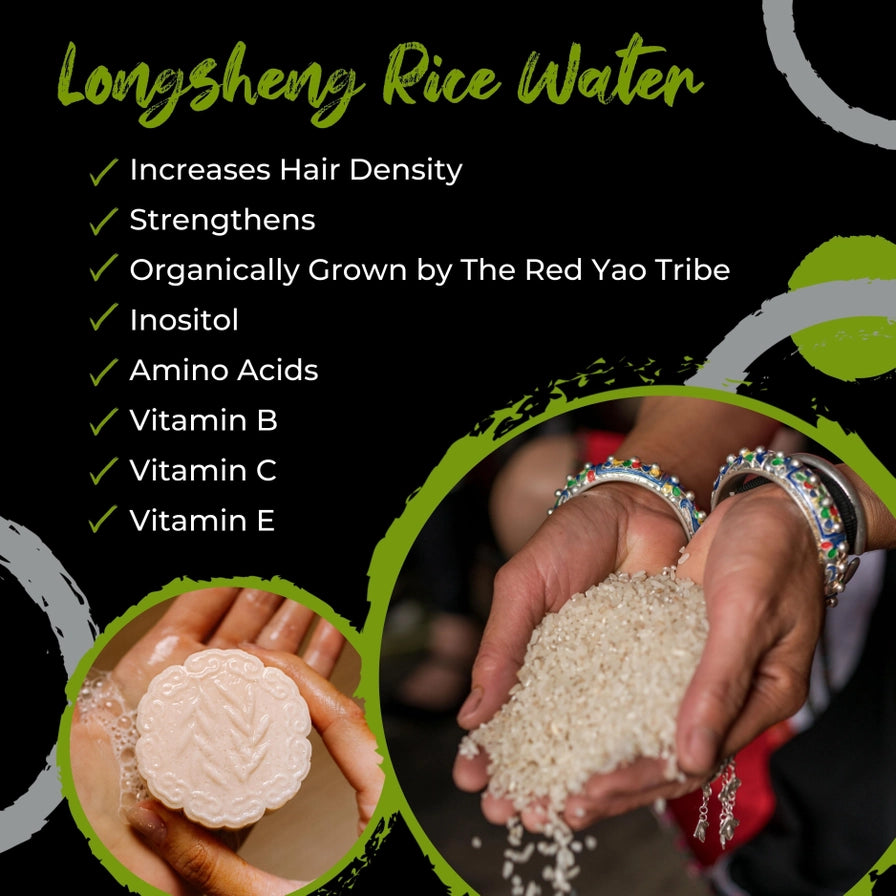 Dybderensende & styrkende shampoo bar med Rice Water, Tea Tree & Mint – perfekt til fedtet hår og hovedbund.