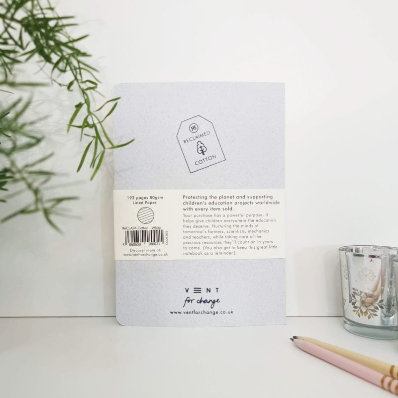 Bæredygtig notesbog A5 | Genanvendt bomuld, FSC-papir & stilrent design fra Vent for Change