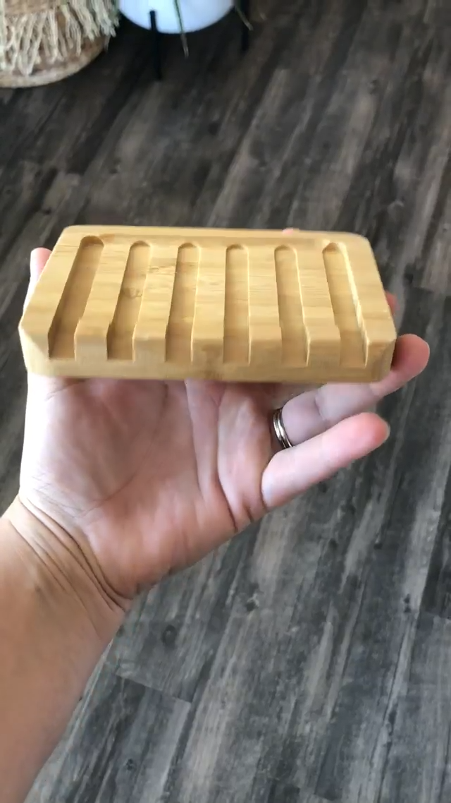 Sæbeskål med afløb af naturlig anti-bakteriel bambus - rektangulær