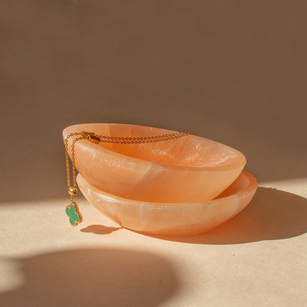 Selenit Skål, Oval - Pink Selenit krystal