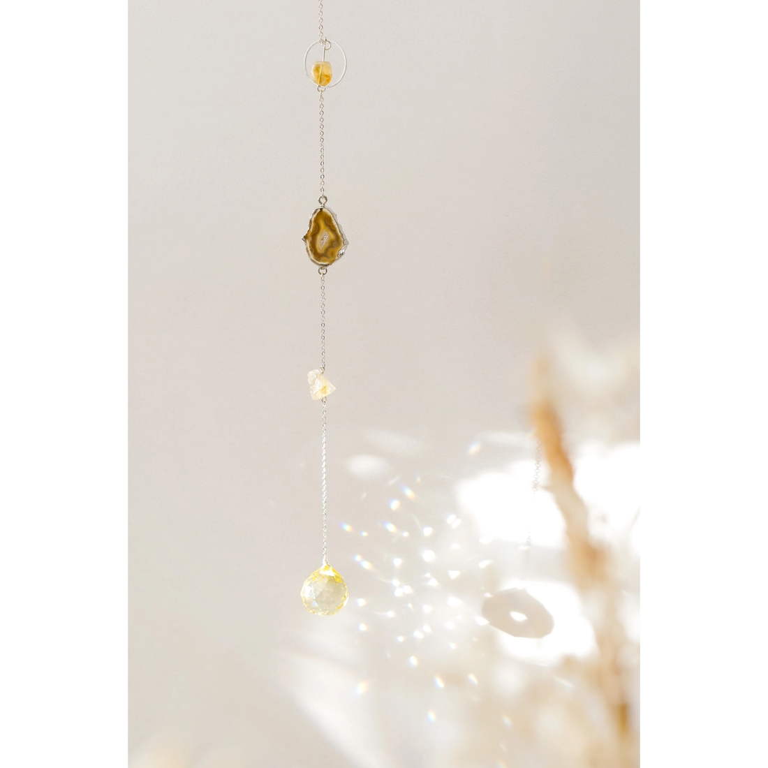 Krystal uro og Suncatcher - Rå Citrin og gul Kvarts Krystal - 32cm