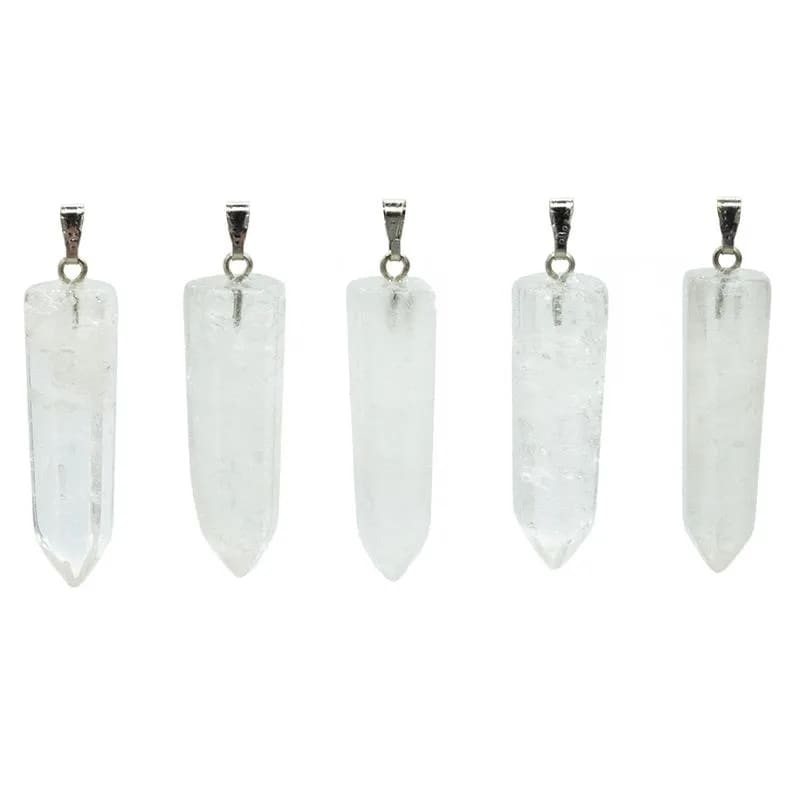 Vedhæng Facetslebet m. sølv - Bjergkrystal