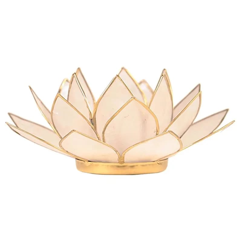 Lotus Fyrfadsstage - Natural m. Guld kant - Ø13,5cm