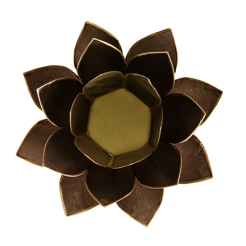 Lotus Fyrfadsstage - Sort m. Guld kant - Ø13,5cm