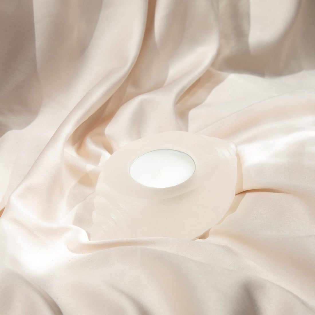 Selenit Fyrfadsstage, Konkylie - Hvid Selenit Krystal