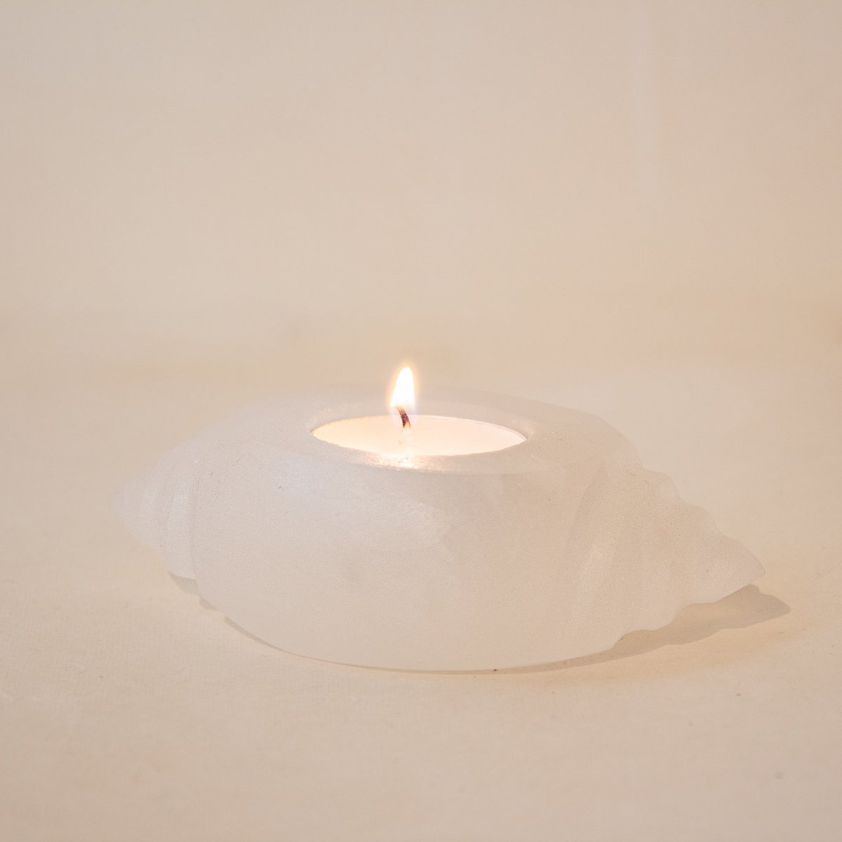 Selenit Fyrfadsstage, Konkylie - Hvid Selenit Krystal