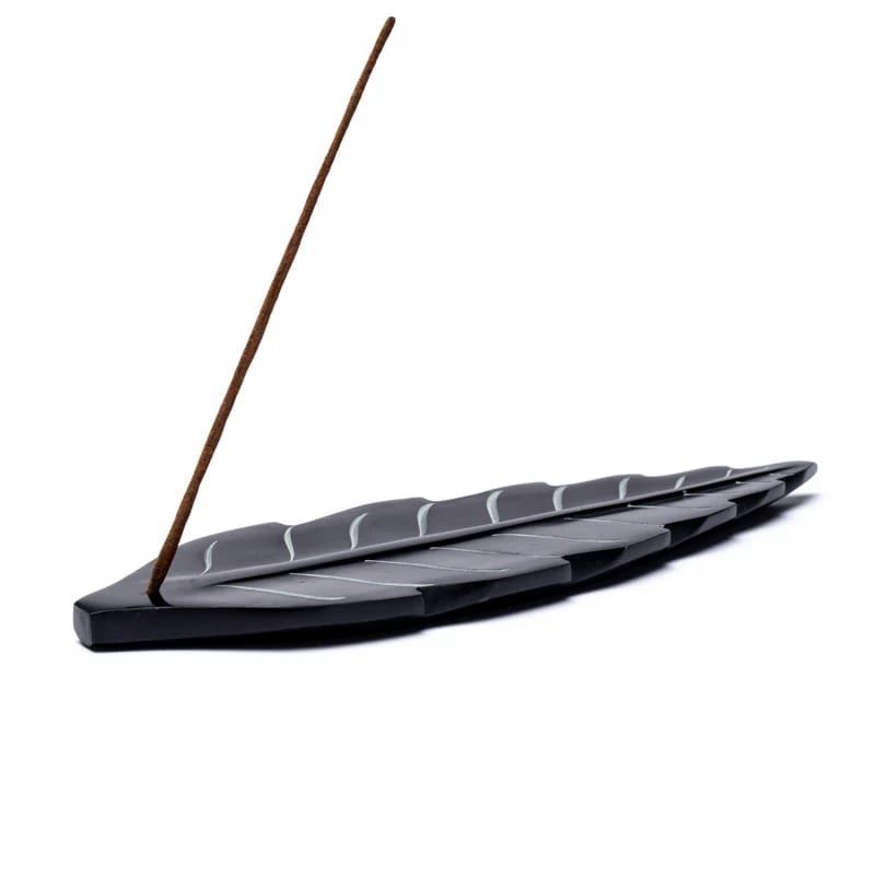 Røgelsesholder, fedtsten - Bladformet