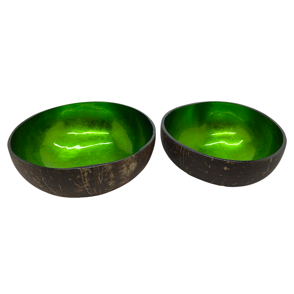 Kokosskål med grøn højglans lak | Håndlavet