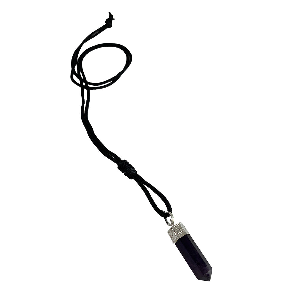 Ametyst Halskæde m. Krystal Pendel