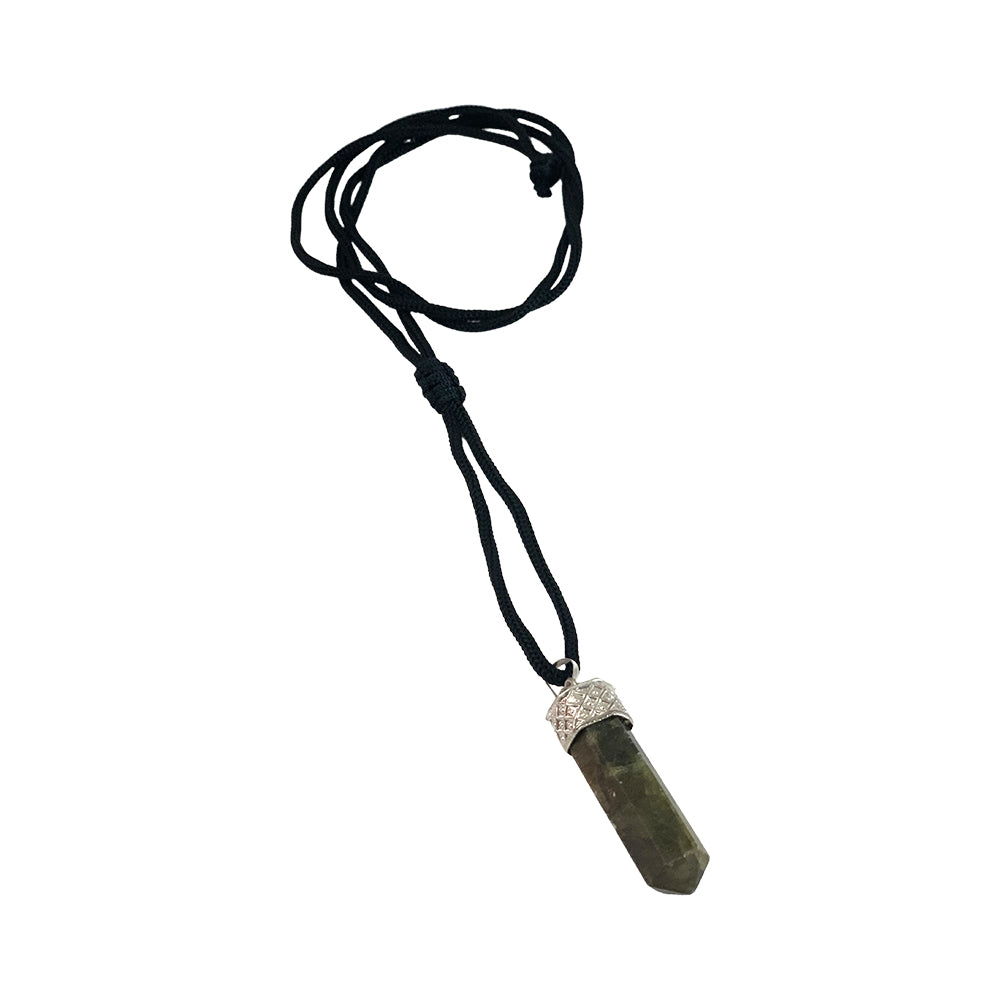 Labradorit Halskæde m. Krystal Pendel